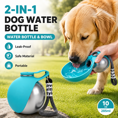 Portable Dog Water Bottle + Bowl